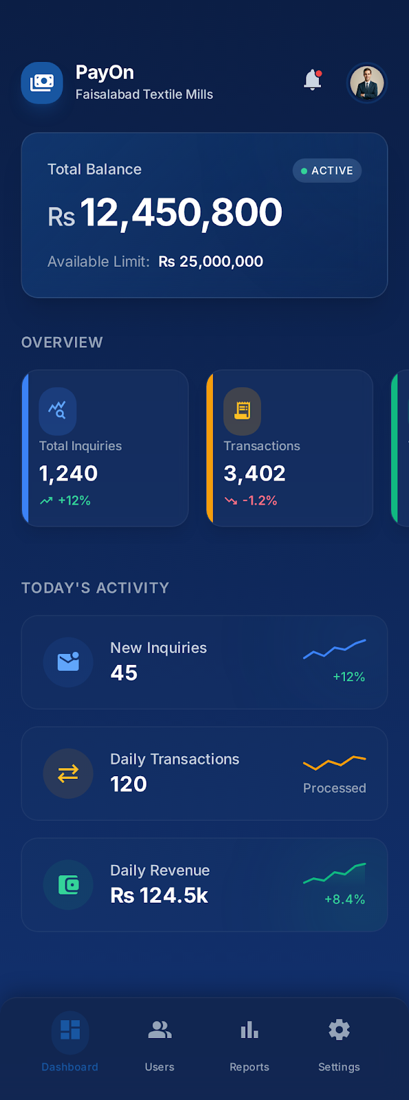 Mobile Admin Dashboard